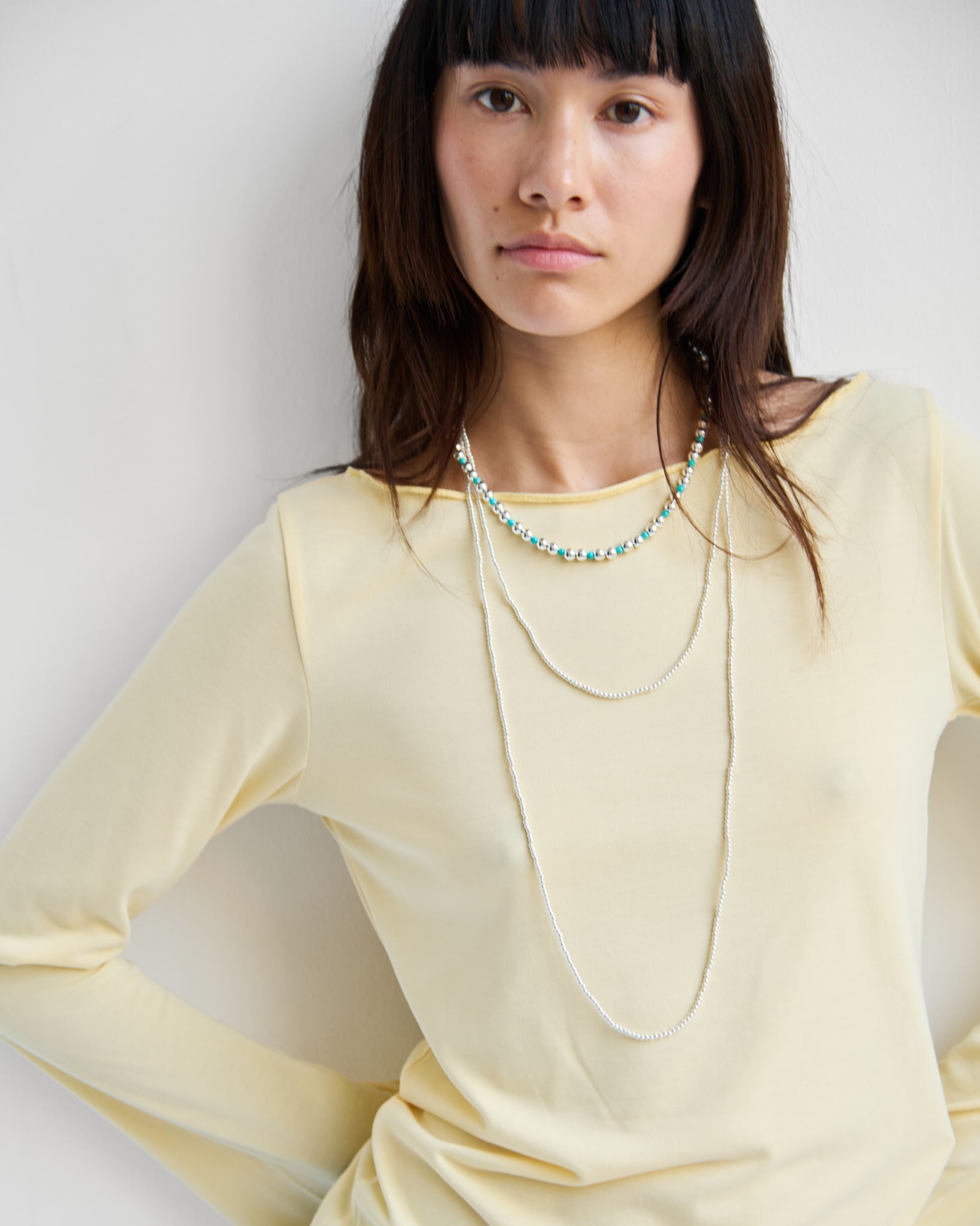 Obi Silver Turquoise Beads Necklace