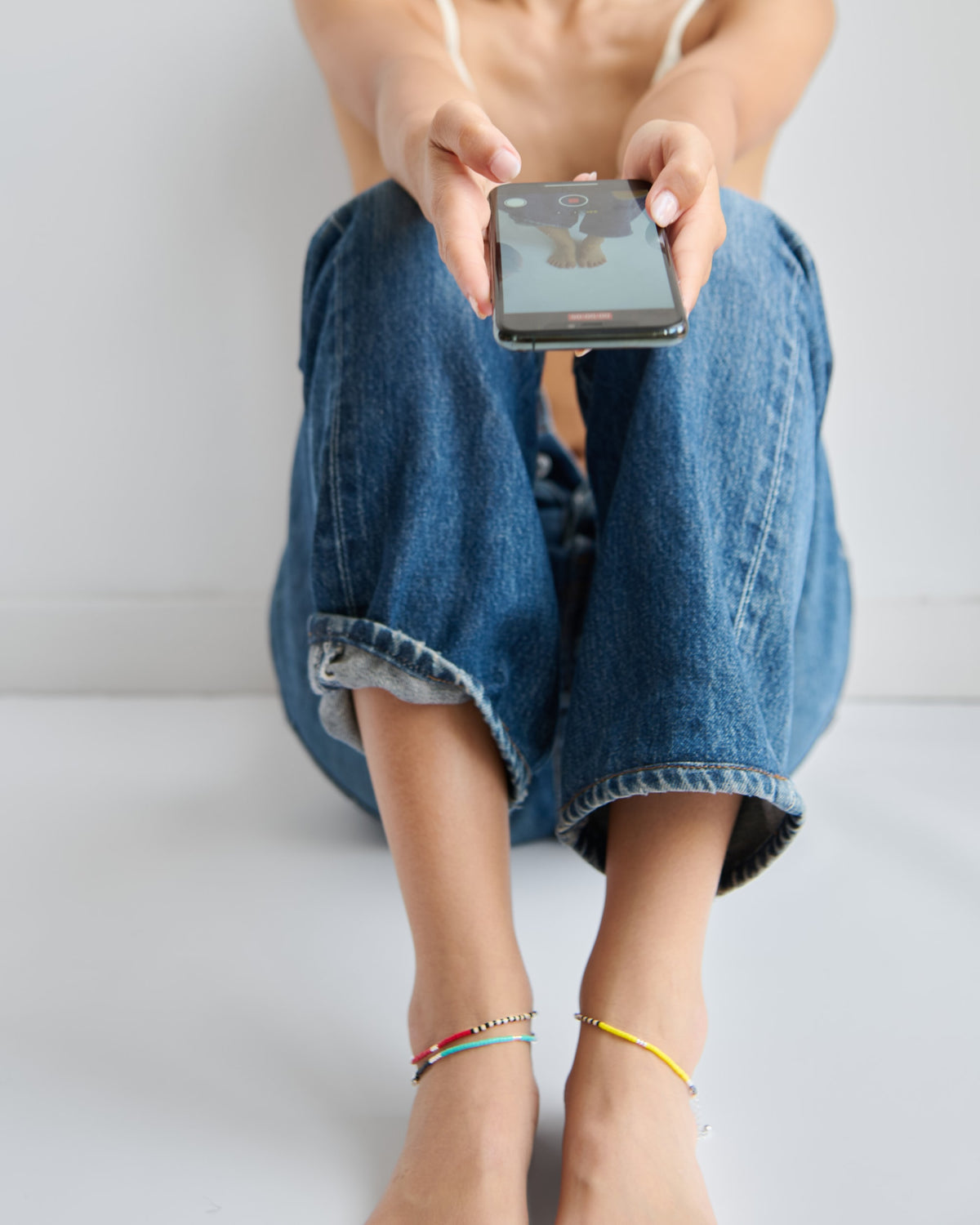 Nonoc Asymmetric Silver Anklet