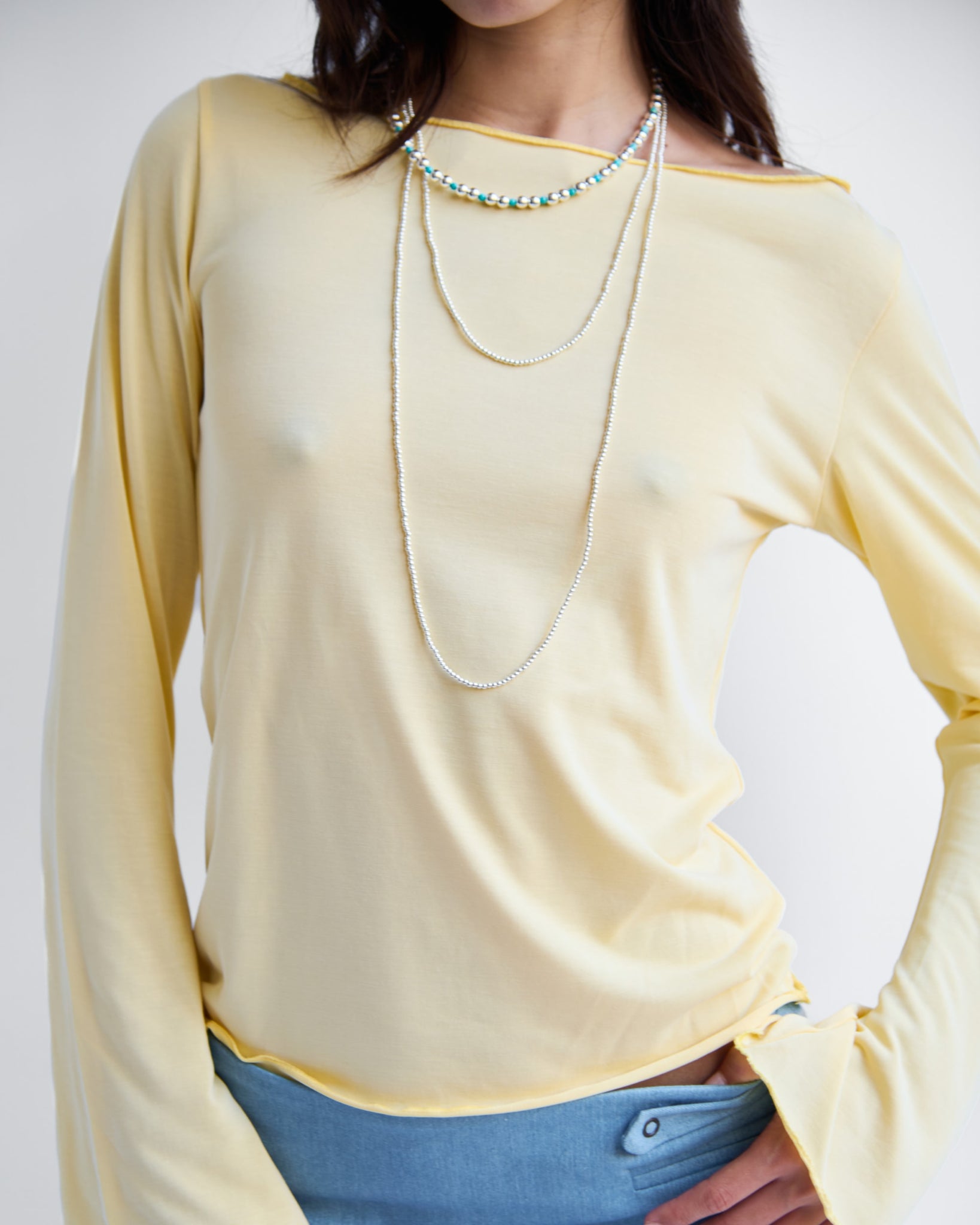 Obi Silver Turquoise Beads Necklace