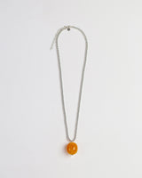 Ambelau Silver Beads Necklace Amber Pendant