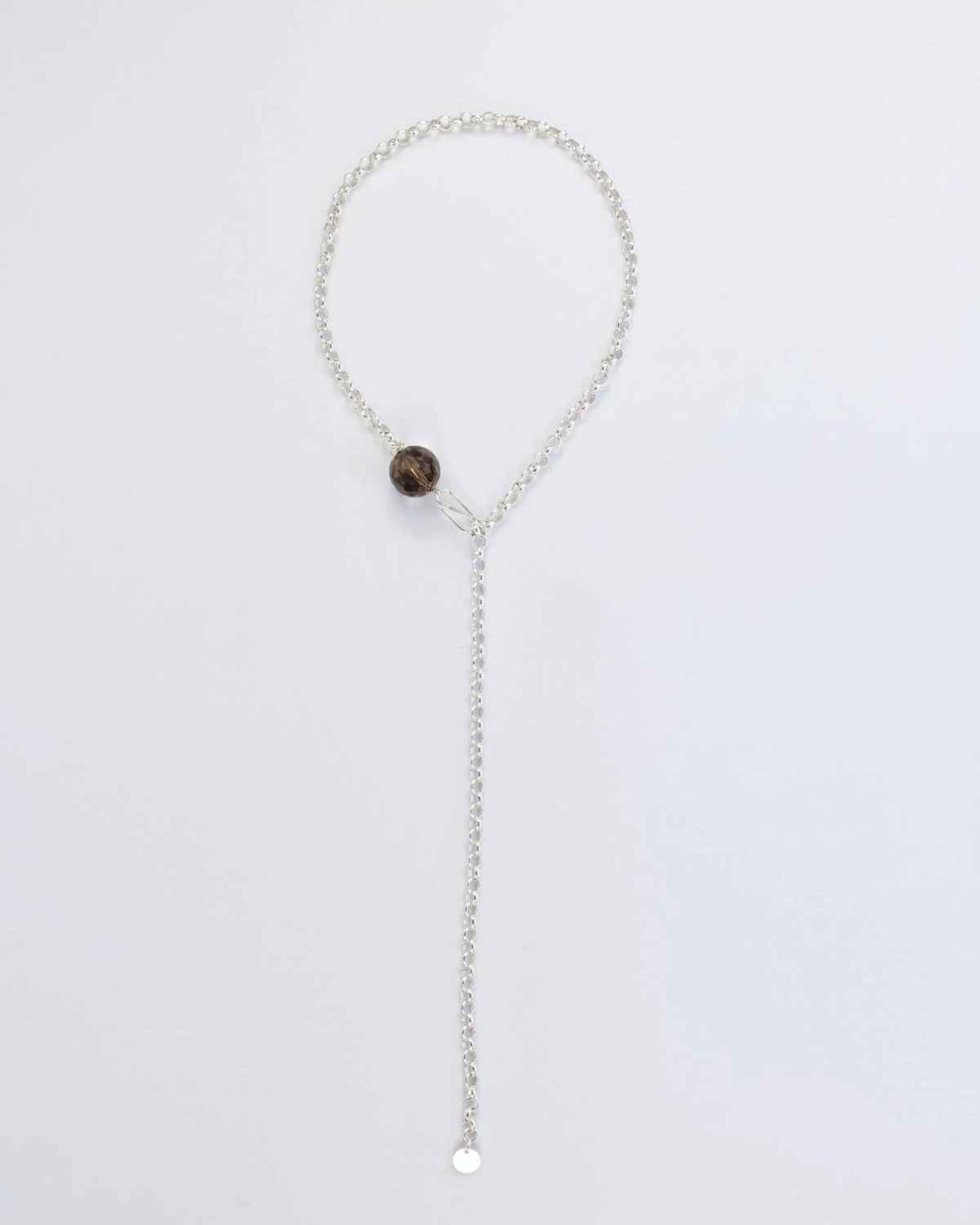 Bisaya Silver Chain Necklace - Bisaya-crystal-brown-chain-large-les-beads-01.jpg