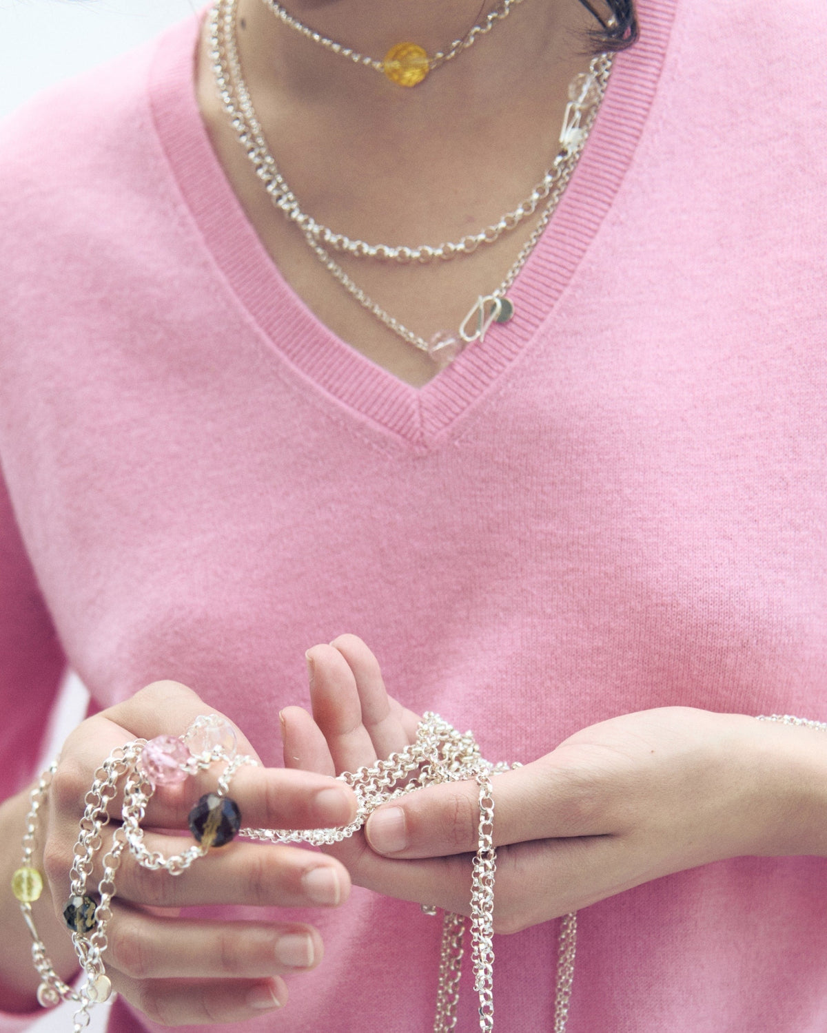 Bisaya Silver Chain Necklace - Bisaya-crystal-honey-chain-large-les-beads-02.jpg