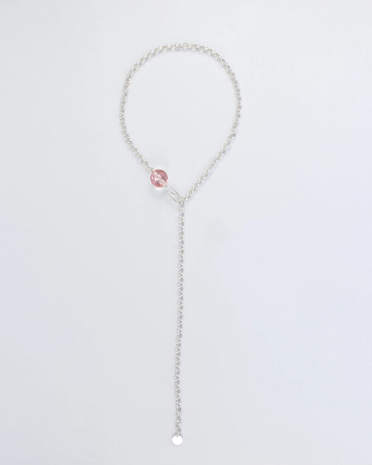 Bisaya Silver Chain Necklace - Bisaya-crystal-pink-chain-large-les-beads-01.jpg