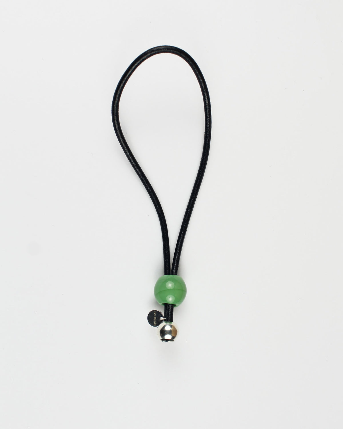 Leather Key Ring / Bag Charm — Crystal & Silver Bead