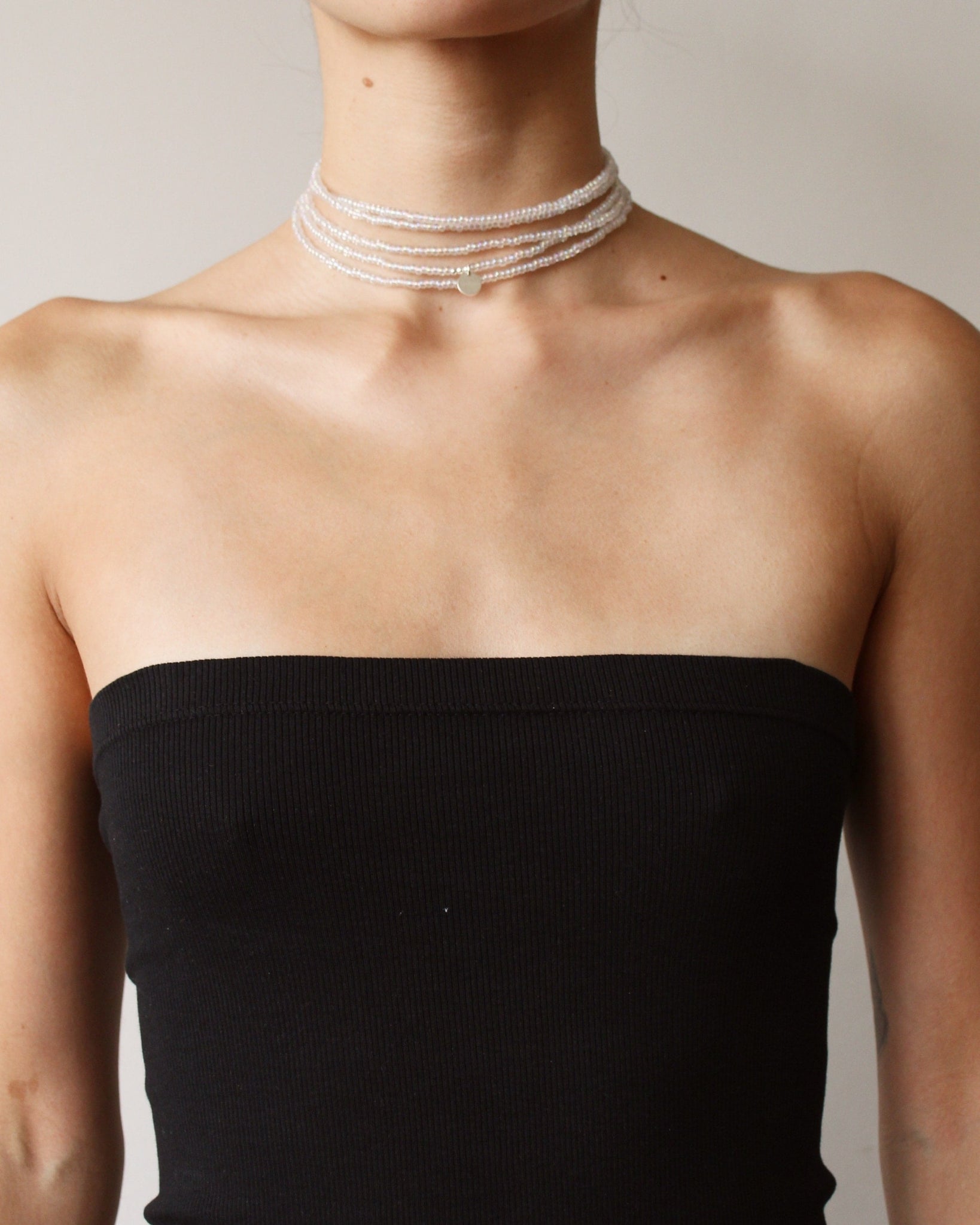 Oas Long Necklace - Silver & Rainbow Crystal – Les Beads Studio