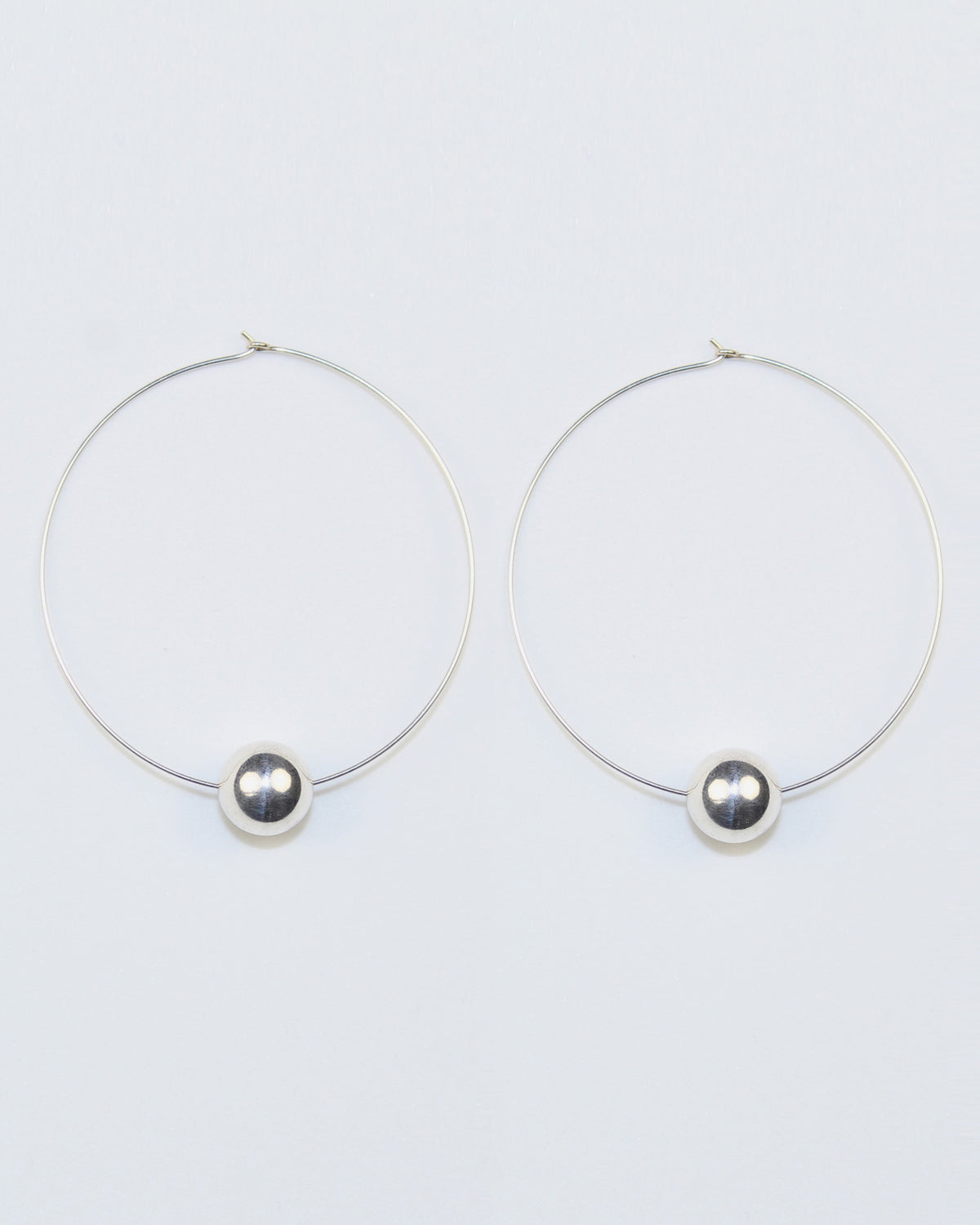 Obi Single Silver Bead Earrings L
