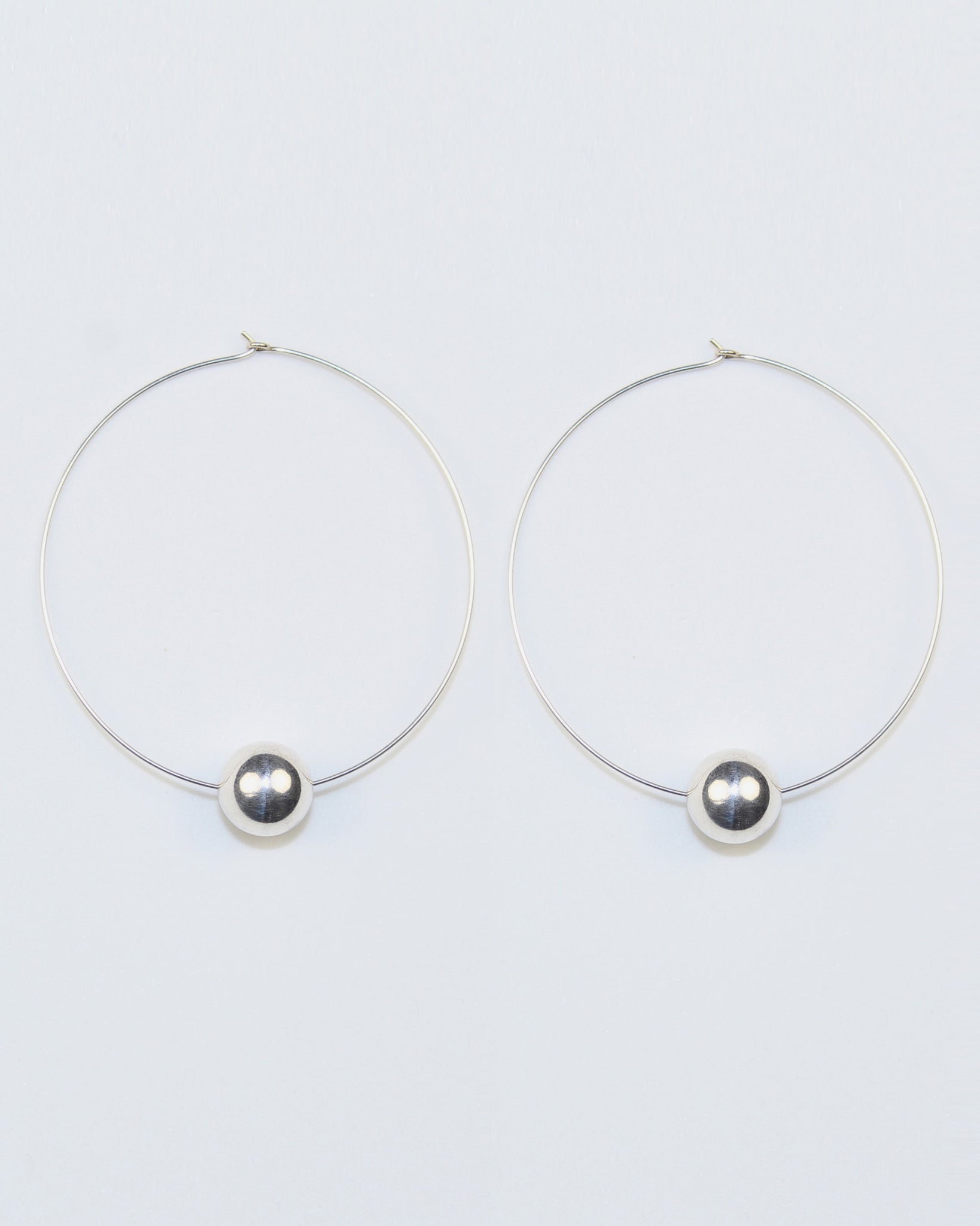 Obi Single Silver Bead Earrings L