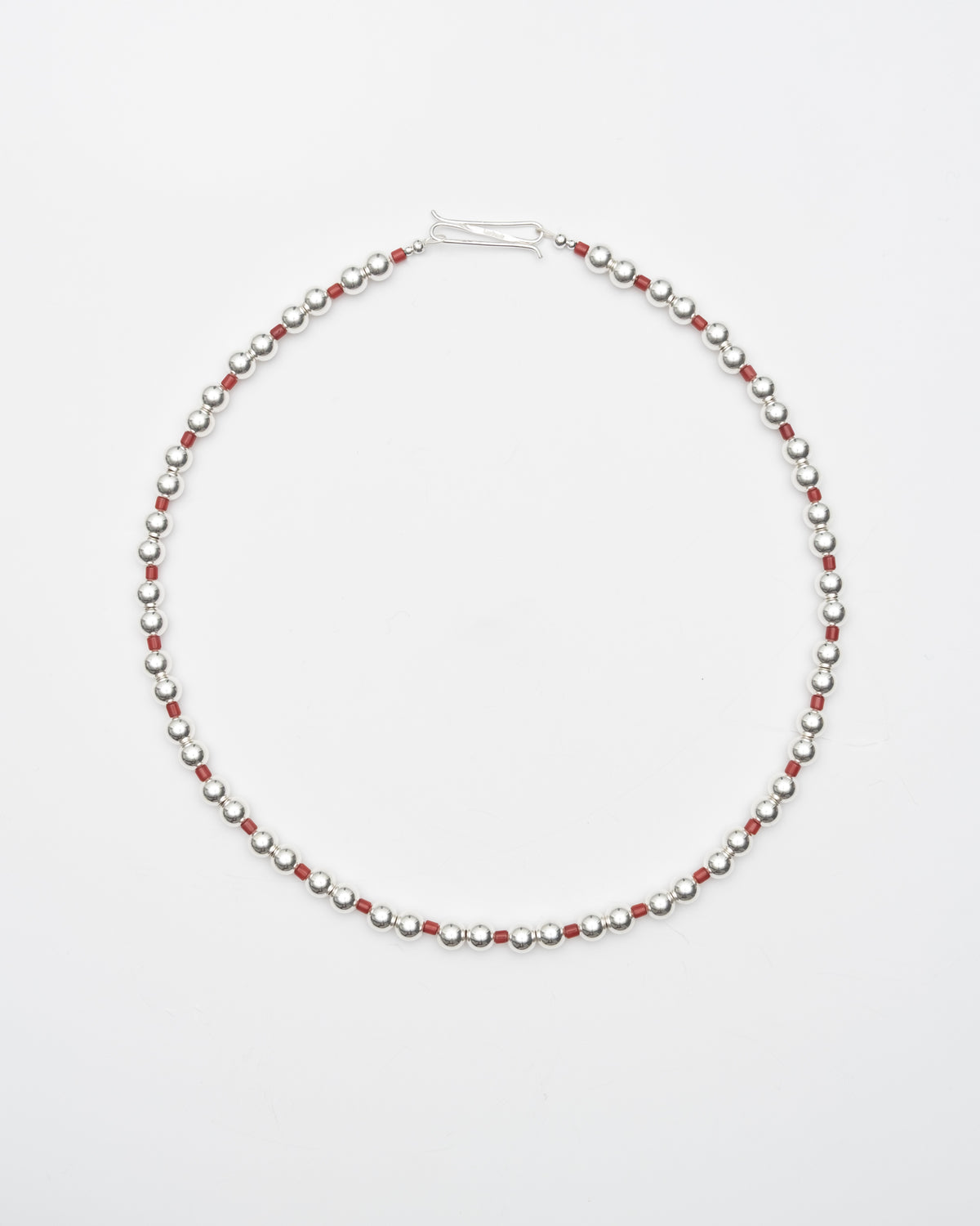 Obi Silver Coral Beads Necklace