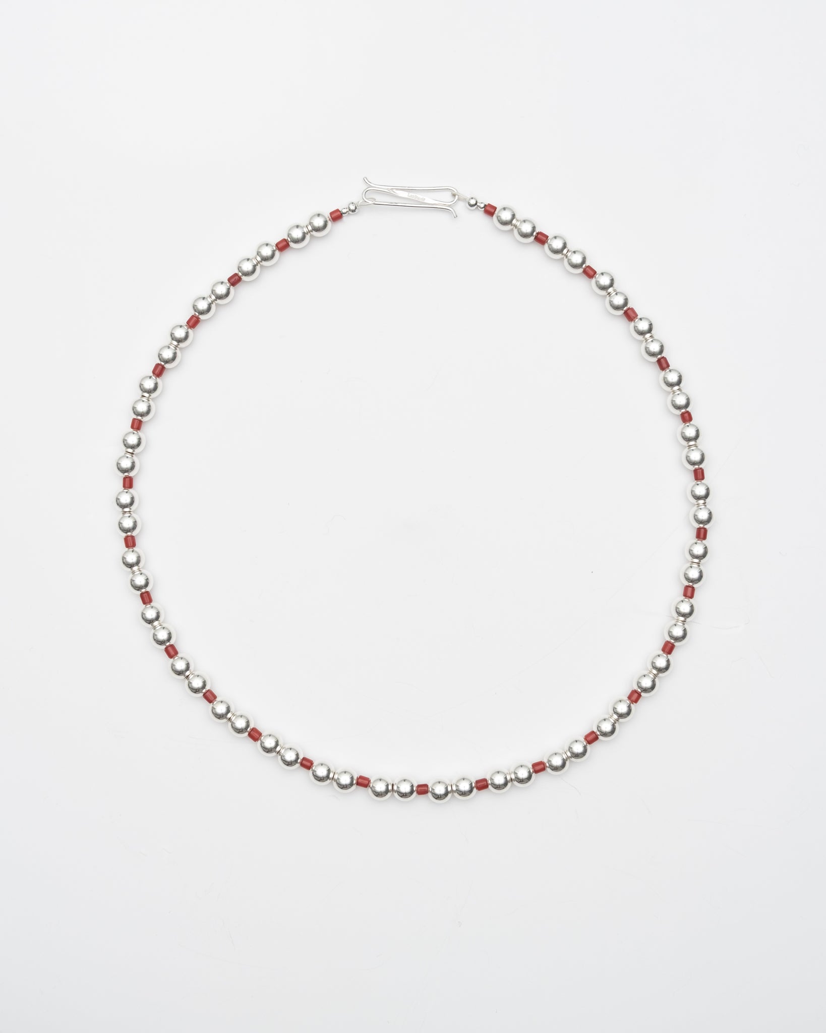 Obi Silver Coral Beads Necklace