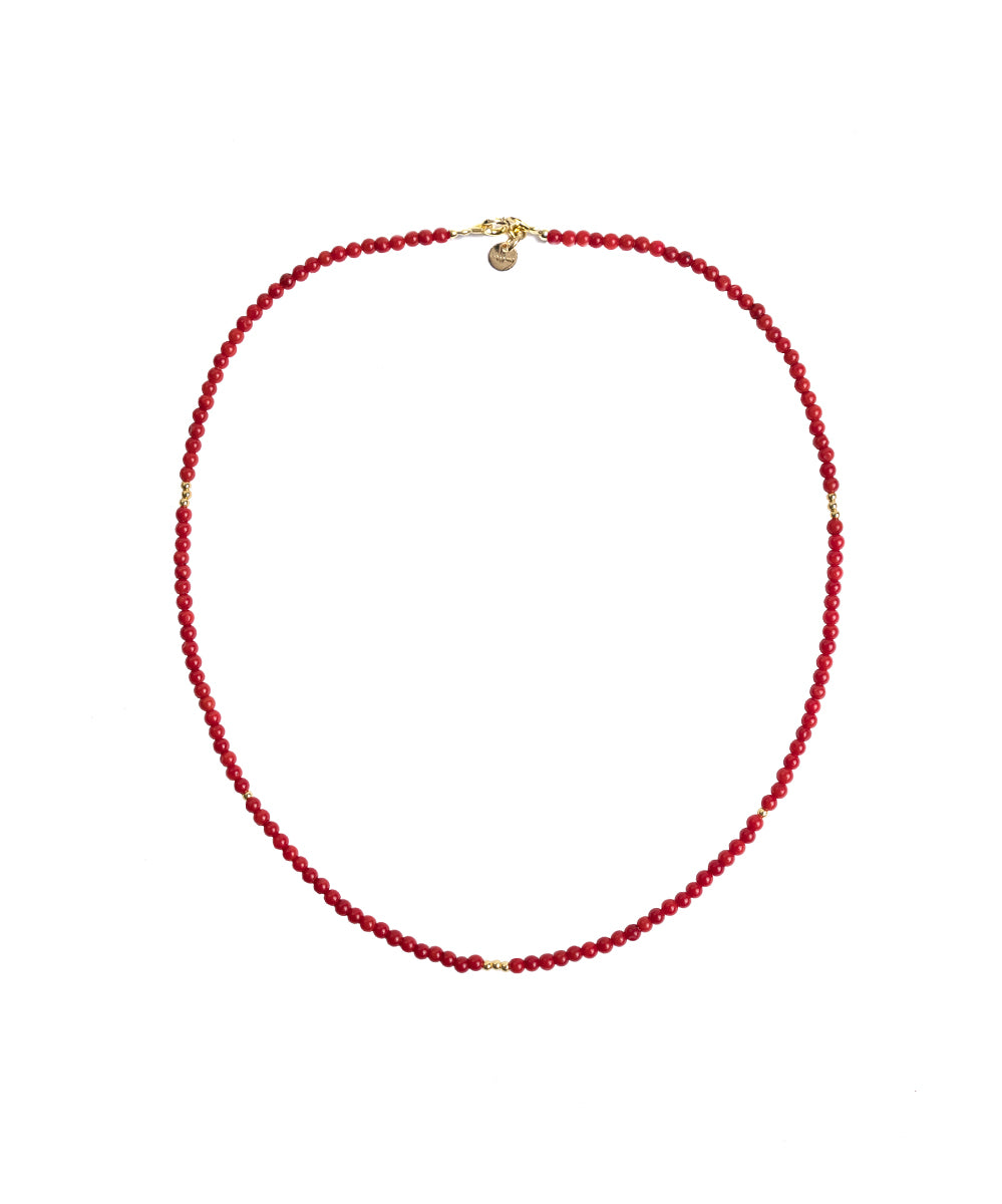 Coral And Fine Gold Beads Necklace