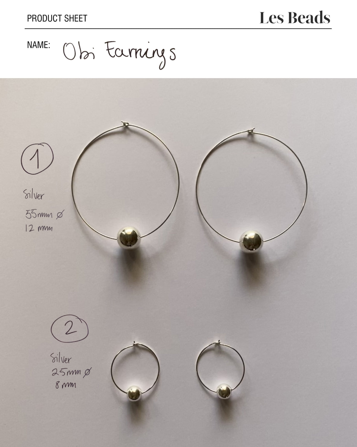 Obi Single Silver Bead Earrings L