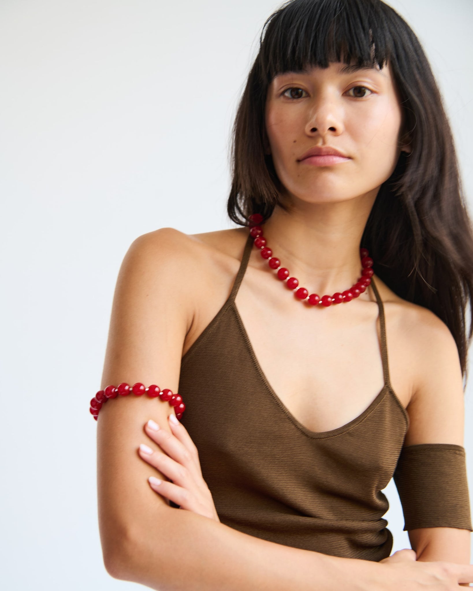 Carmin Red Sulu Necklace - Jade and Silver