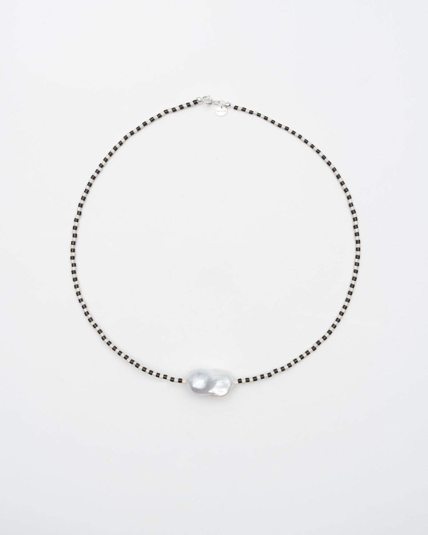 Surigao Pearl and Crystal Beads Necklace - Black and White