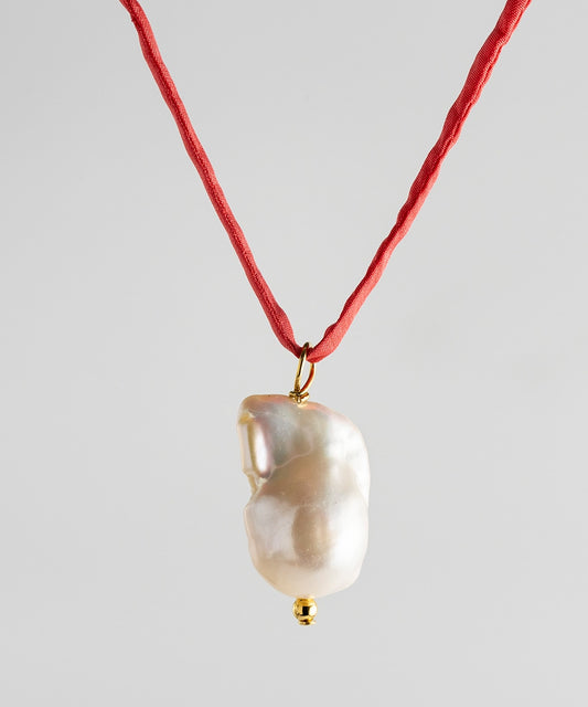Surigao Pearl Necklace - Red Silk Cord