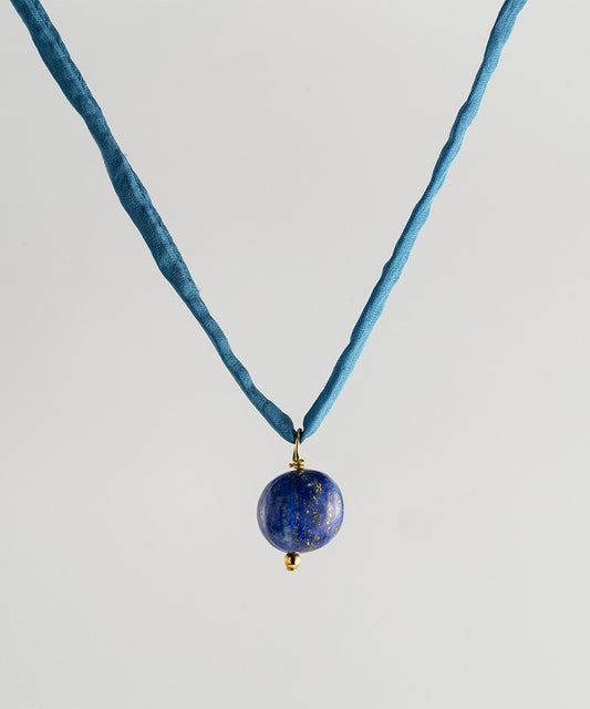Agusan Lapis Lazuli Stone Necklace - Blue Silk Cord