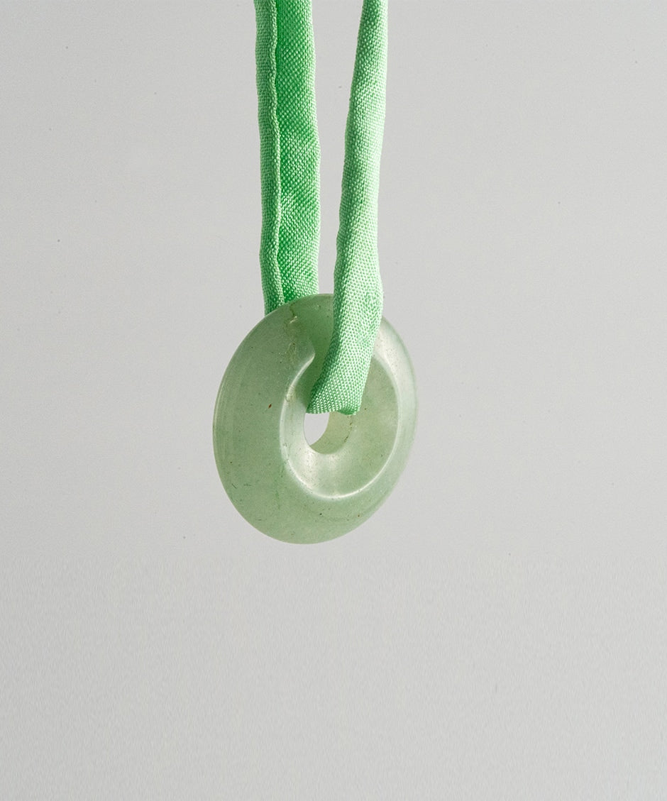 Lanao Aventurine Necklace - Aqua Green Silk Cord