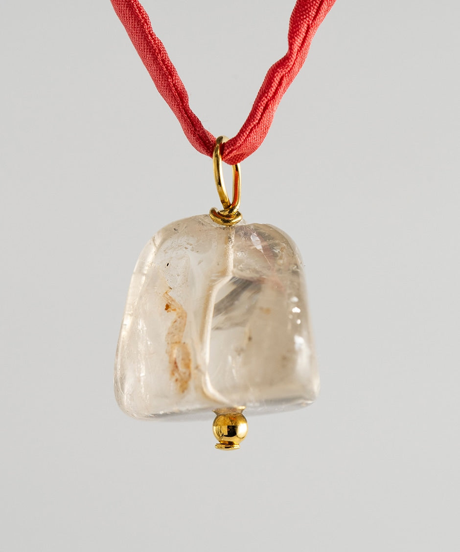 Agusan Crystal Rock Stone Necklace - Red Silk Cord