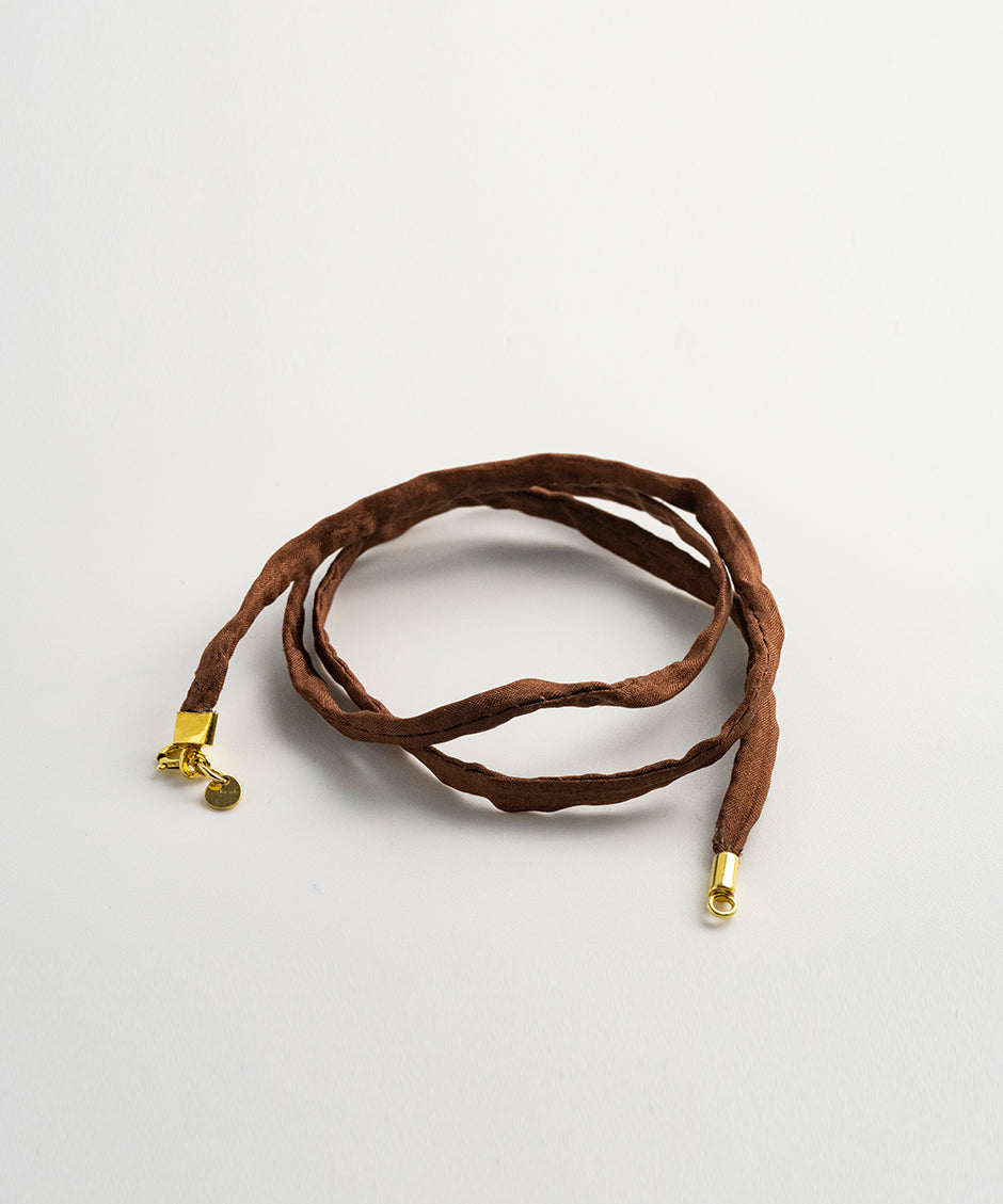 Surigao Pearl Necklace - Brown Silk Cord