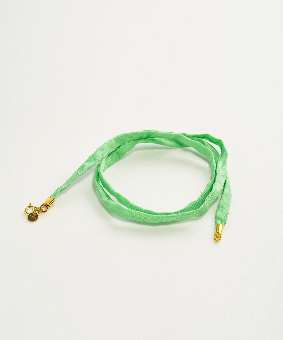 Lanao Verdigris Jaspe Necklace - Aqua Green Silk Cord