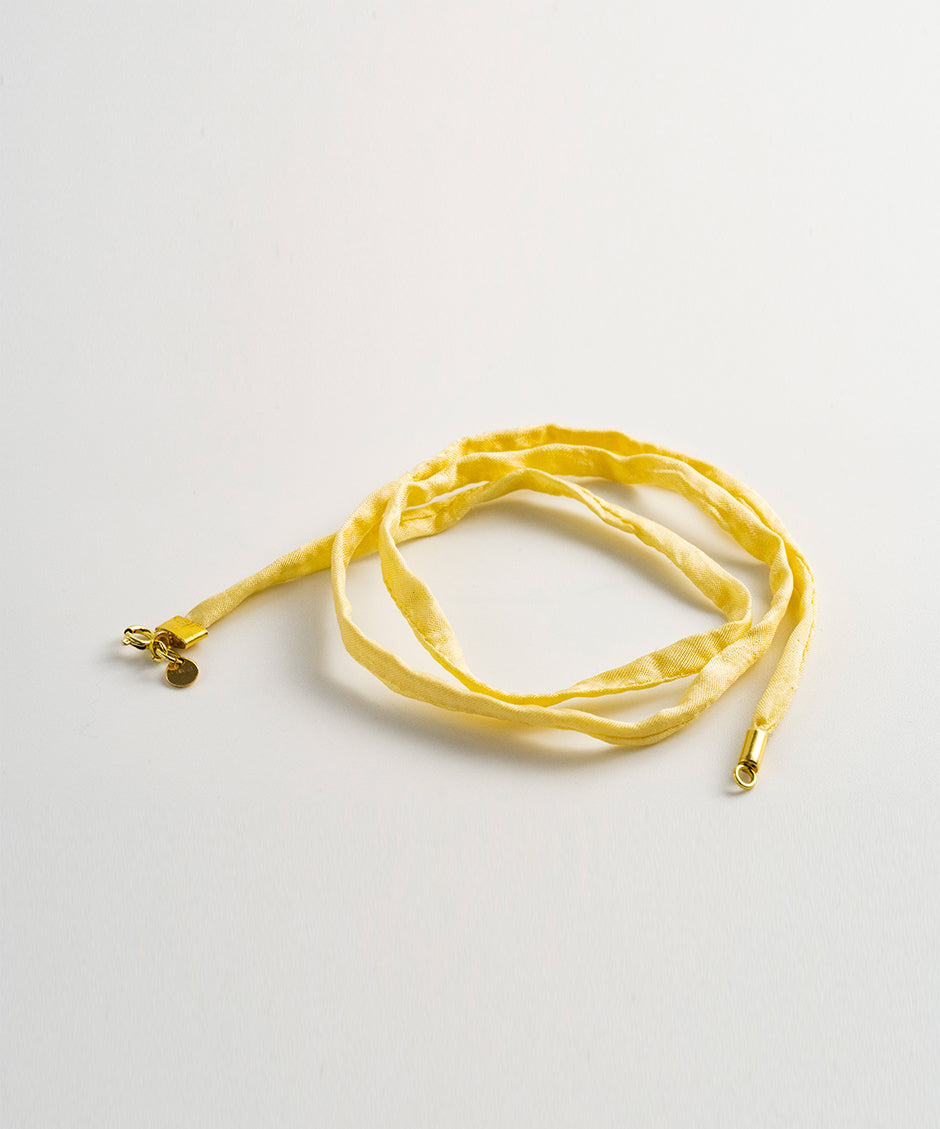 Lanao Ochre Brown Necklace - Yellow Silk Cord