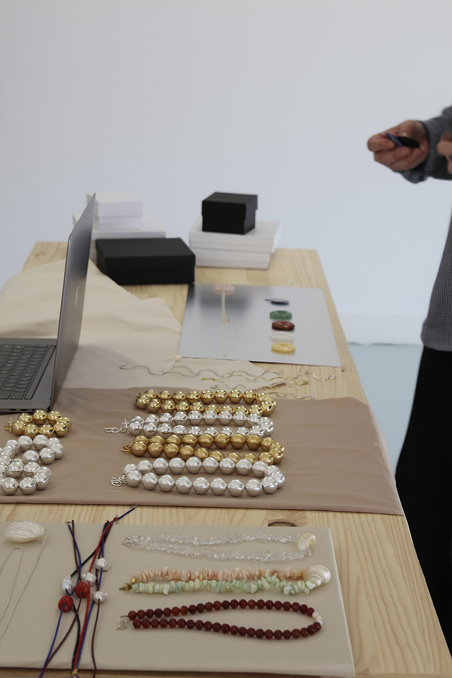 Les Beads jewellery displayed in the studio